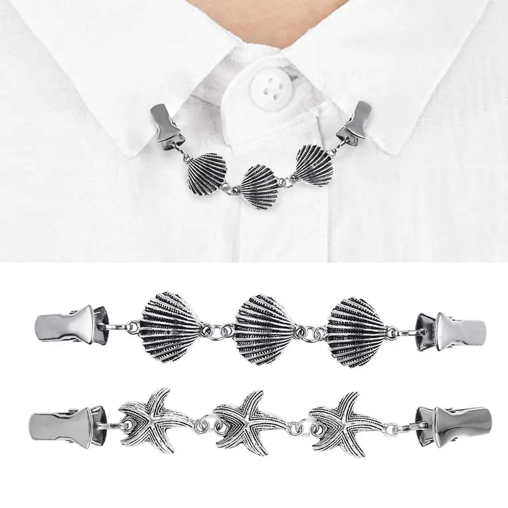Модная брошь из сплава ракушка морская звезда цепочка зажимы для одежды воротник