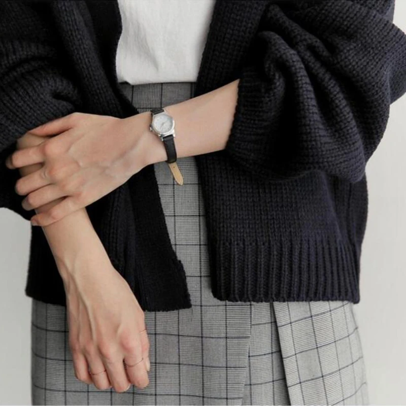 

Autumn Chic Women Cardigans Sweater Long Sleeve Loose Girls Knitted Short Coat Causal Solid Korean Tops 2021