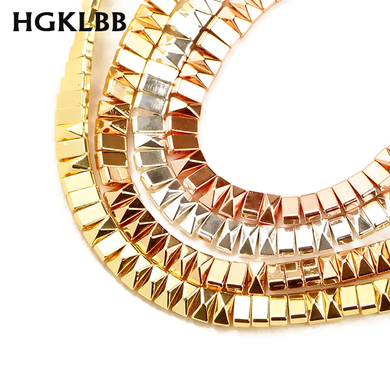 HGKLBB пирамиды прямоугольник Синий Циркон Натуральный Камень Бисер 6/8 мм Свободные