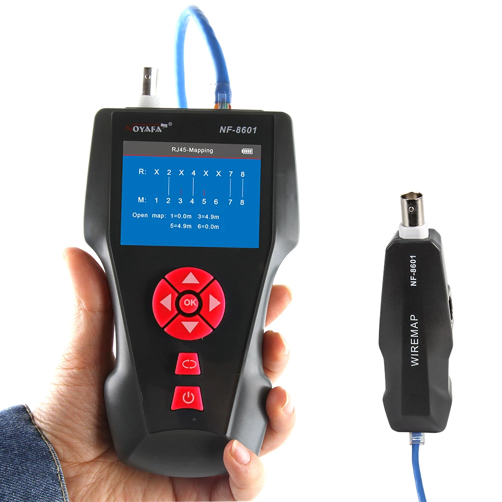 Noyafa новый дизайн NF-8601 POE PING ЖК-кабель для тестирования длины кабеля RJ11 RJ45 BNC
