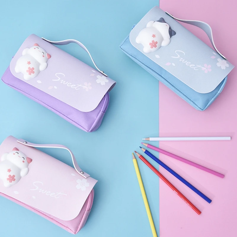 

Сетчатый Чехол для карандаша с эффектом декомпрессии в стиле знаменитостей, простой чехол для карандашей, симпатичная сумка для канцелярск...