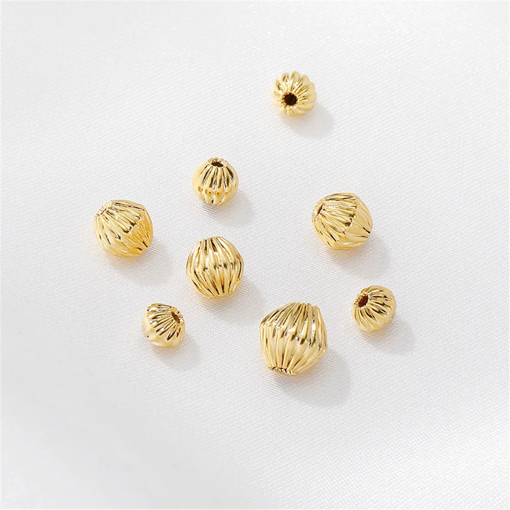 

14K gold bead stripe bead loose bead bead diy handmade bracelet necklace accessories material bag accessories