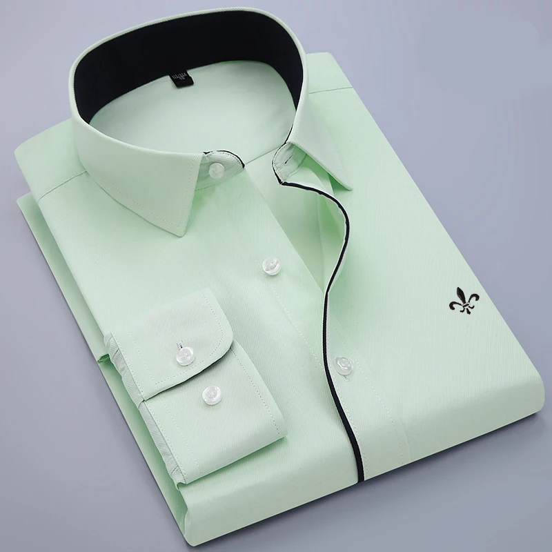 Dudalina Повседневный Полосатый пуловер модный Blusa Camisa, в полоску, с длинными рукавами, приталенная рубашка, мужская одежда с цветочным рисунком - Цвет: PM-1901-2GREEN