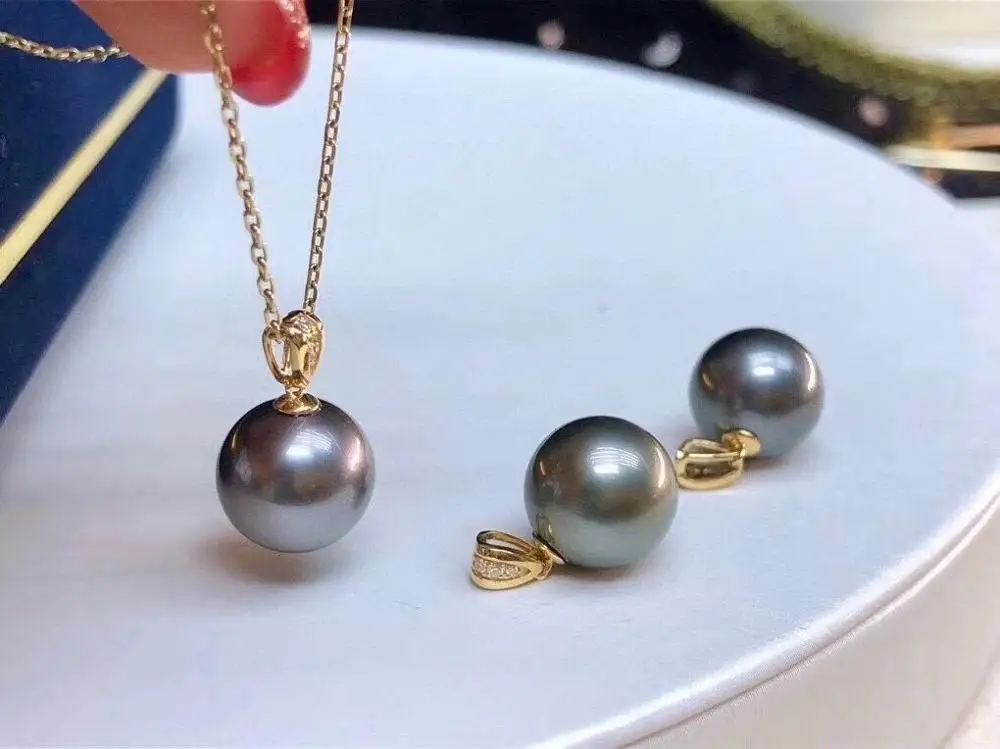 

D1002 Pearl Pendant Solid 18K Gold Round 11-12mm Nature Sea Water Tahiti Pearls Pendants Necklaces for Women Fine Presents