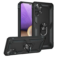 Shockproof Rugged Armor Phone Case For Samsung Galaxy A52 A72 A02S A32 A42 A12 A02 4G 5G Metal Ring Bracket Protection PC Cover