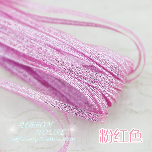 3mm pink onion 3 мм цветная лента для лука, блестящая вышитая лента для свадебного торта, подарочная упаковка для рукоделия, товары для декора(10 м/лот - Цвет: 3mm pink onion