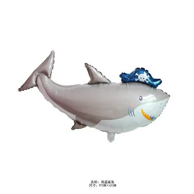 Pirate shark 1 шт. день рождения композиция шар КИТ ИГРУШКА рыбка Омар кокосовое дерево океан серии Русалка алюминиевый шар - Цвет: Pirate shark