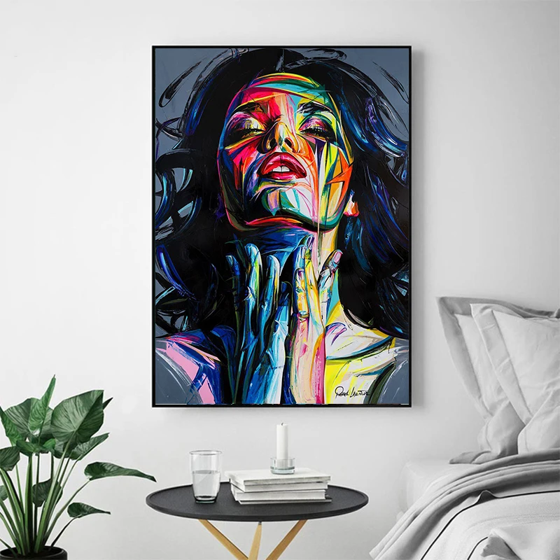 

Wall Art Poster Face Oil Painting Francoise Sty Color DH Canvas Prints Abstract Canvas Paintings Picture For Living Room
