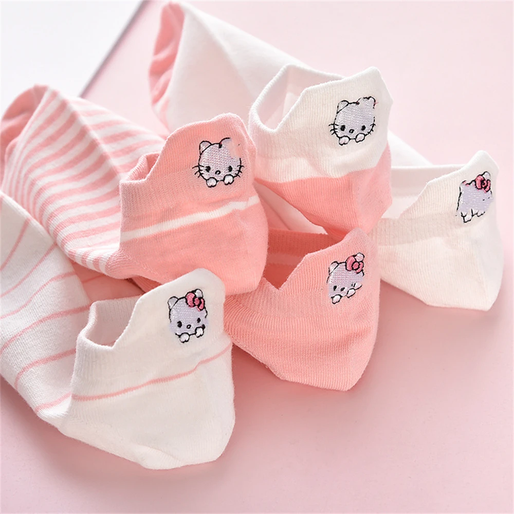 

Kawaii Funny Happy Socks Cartoon White Short Socks Women Girl Animal Print Cute Cat Cow Pink Ankle Soks stopki skarpetki damskie