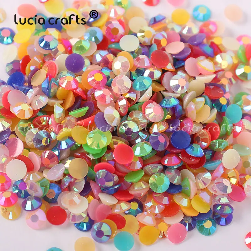 Lucia crafts 500 шт/1000 шт 5 мм AB FlatBack ИМИТИРОВАННАЯ Конфета из смолы Стразы Мобильный телефон DIY дизайн ногтей G0307