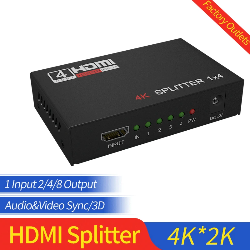 Разветвитель HDMI HDCP 4K 1x2 1 в 2 out усилитель сигнала мощности 1080P 3D 1x4 звуковой