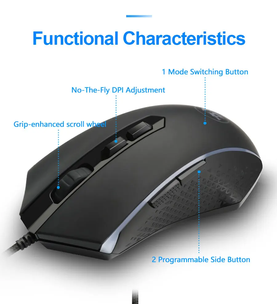 Redragon CHROMA M710 USB Проводная компьютерная мышь Проводная 10000 dpi 8 кнопок 7 цветов программируемая эргономичная для PC Gamer