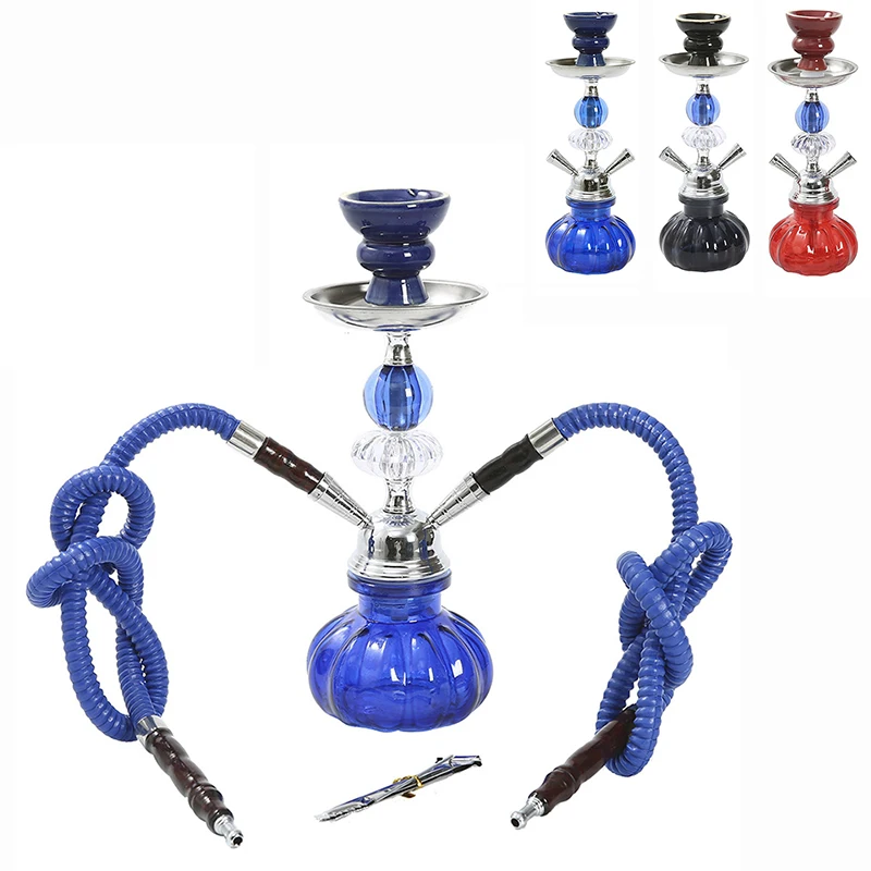 

Portable Travel Hookah Small Shisha Pipes Set Nargile Chicha with Narguile Hose Ceramic Bowl Charcoal Tongs Smoking Accessories