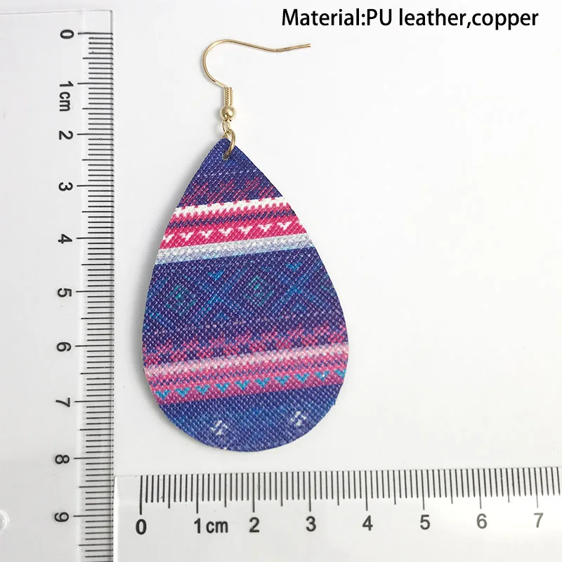 Cpop новые модные серьги капли из искусственной кожи с цветочным принтом висячие