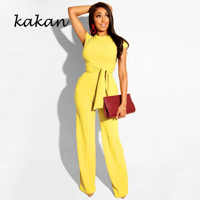 Женское боди с коротким рукавом и пупком Kakan повседневный комбинезон из двух