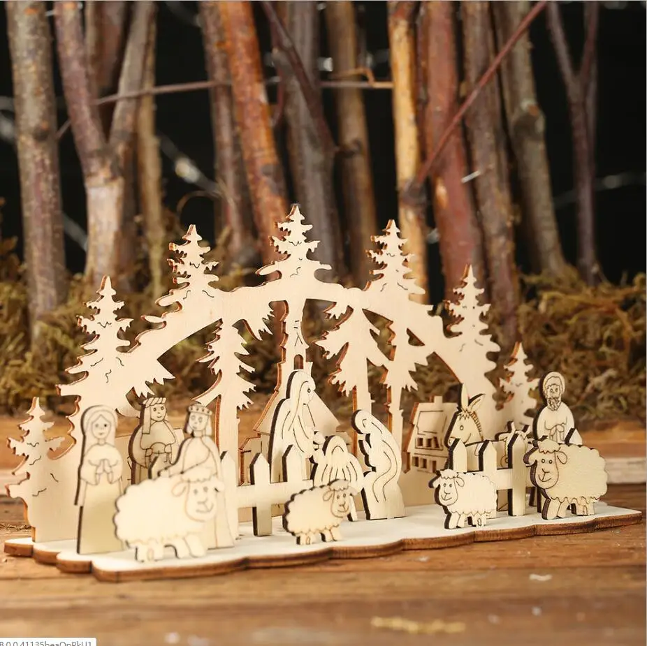 B натуральные рождественские деревянные елочные украшения подвесные подарки для