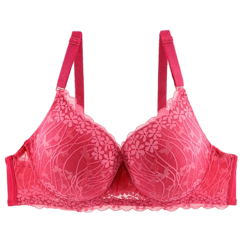 Beauwear Дерево лист французский стиль нижнее белье без подкладки женский сексуальный цветочный кружевной бюстгальтер мягкое модное нижнее белье размера плюс 40C-50DD - Цвет: Red
