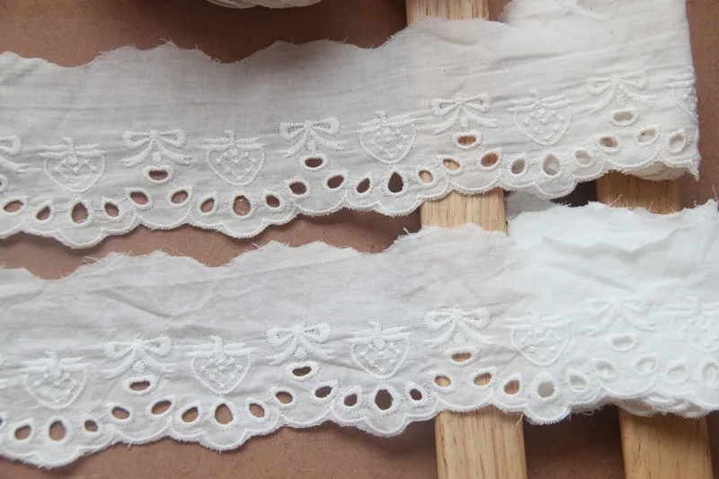 6 см в ширину 3 ярда/партия бежевая/белая хлопковая кружевная ткань с отделкой