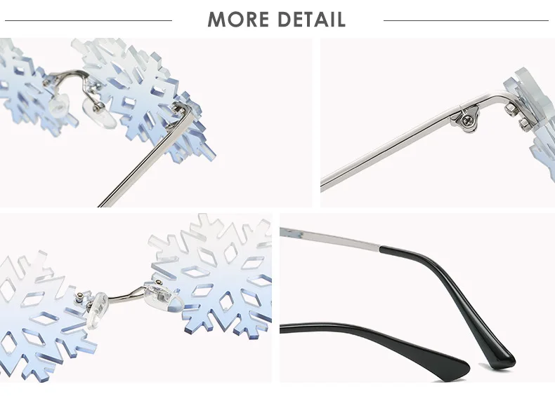 

Glasses Snowflake Snow Women's Sunglasses Rimless Eyeglasses Clear White Punk Eyewear Vintage Male Glasses Unique Oculos De Sol