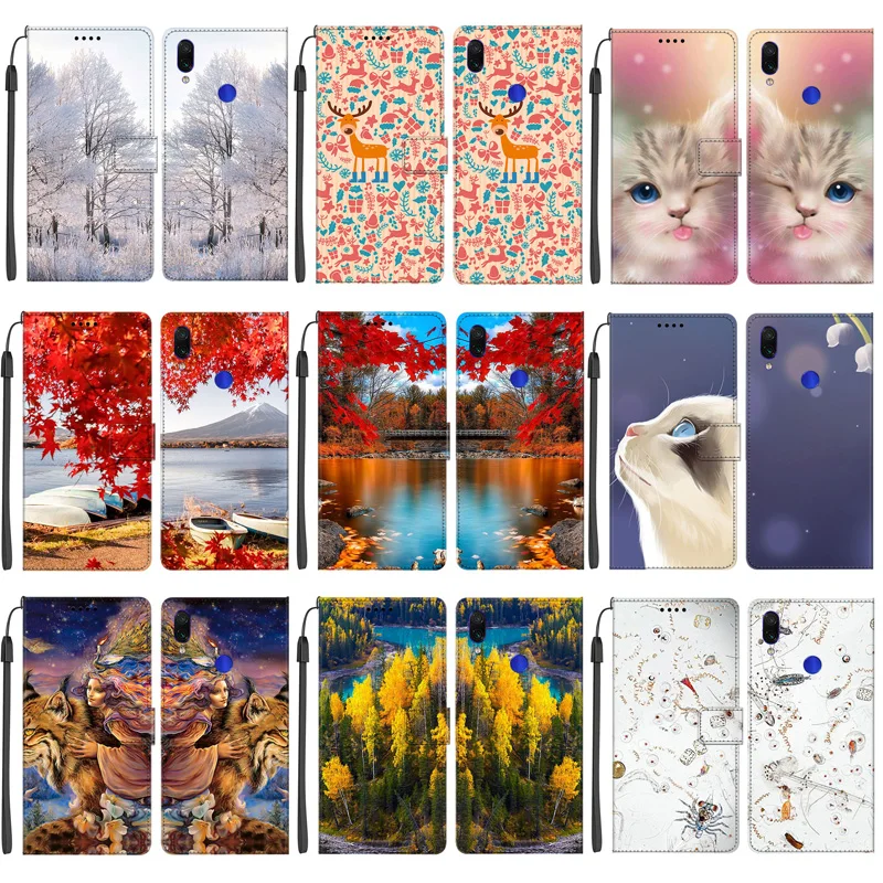 

For Xiaomi Redmi Note 7 Case Flip Leather Cover Phone Case With Magnetic Wallet Stand With String
