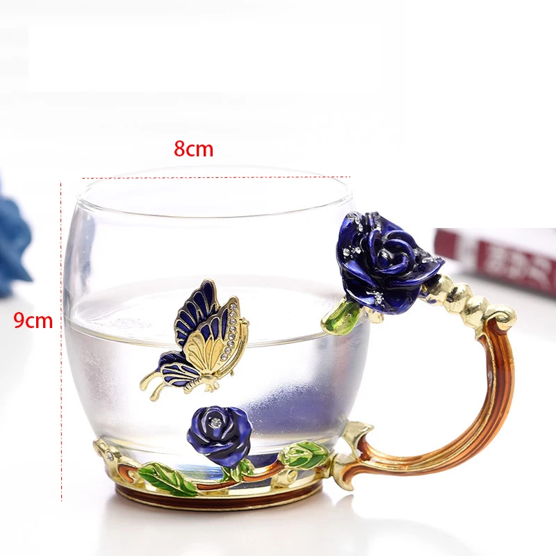 Синяя/красная эмалированная хрустальная чашка чайный цветок стекло высокого