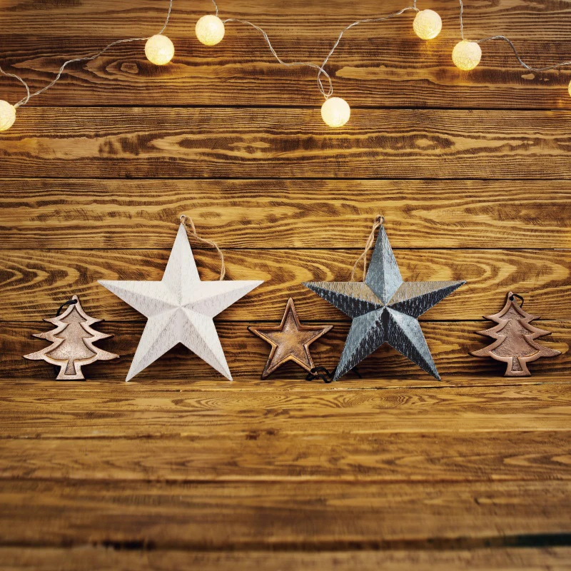 Laeacco Рождественский фотографический фон звезда Рождественская елка светильник