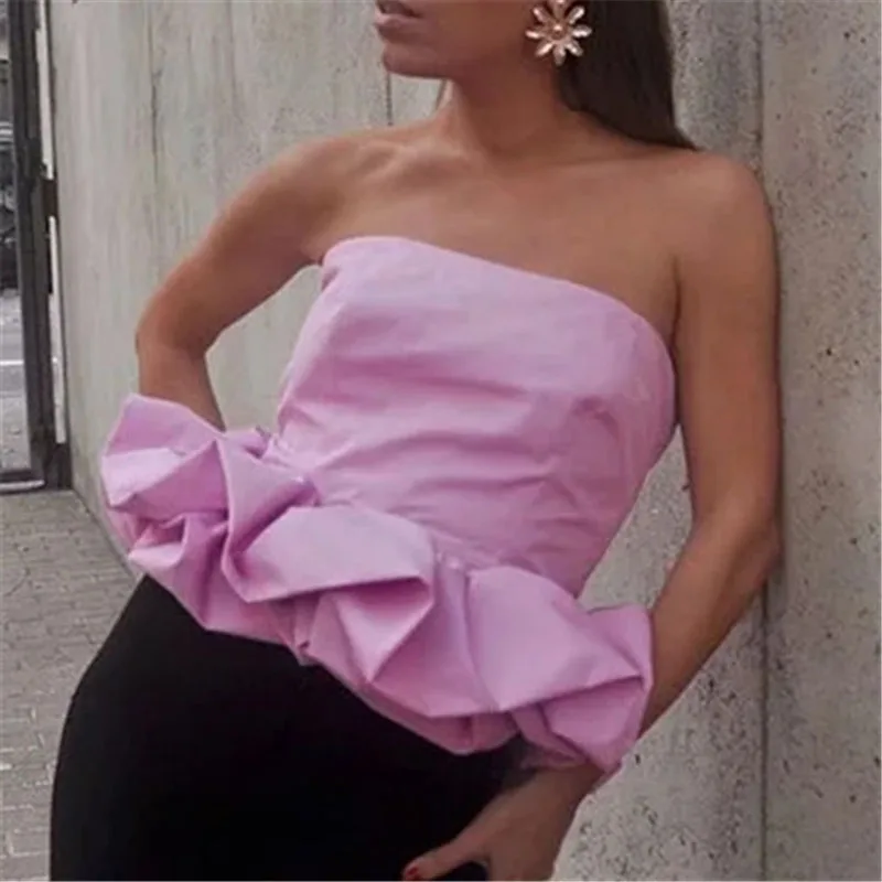 Сексуальный короткий Топ без бретелек с открытыми плечами летний женский топ 2020