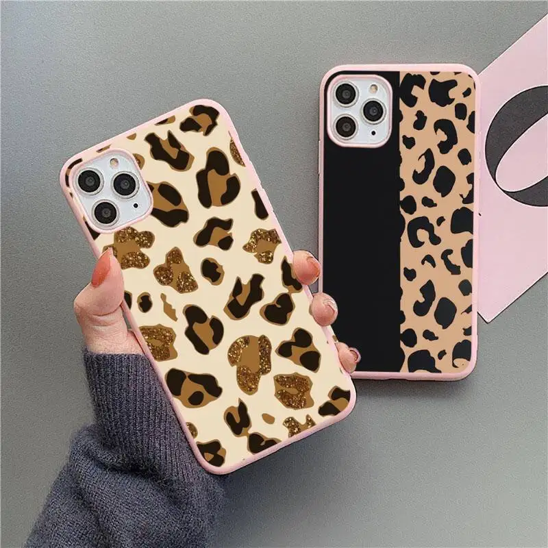

Leopard Print Fashion luxury Phone Case Pink Candy Color for iPhone 11 12 mini pro XS MAX 8 7 6 6S Plus X SE 2020 XR