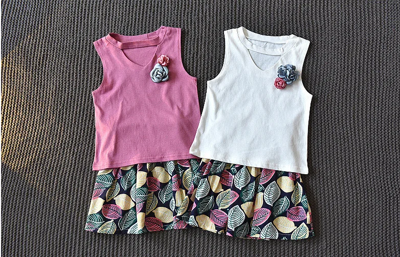 Костюм для девочек летняя рубашка без рукавов в Корейском стиле шорты комплект