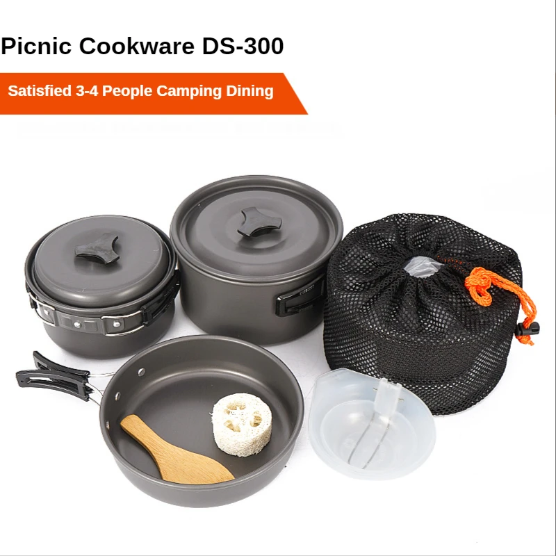 

1 Set of Outdoor Pot and Pan Camping Cookware Picnic Cookware Set Cutting Board Set Tableware Folding Spoon Knife Camping kettle
