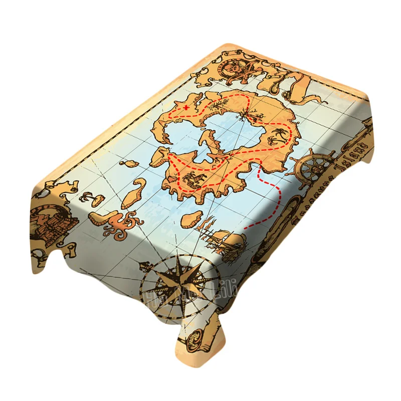 Векторный навигационный компас с изображением старой пиратской карты черепа