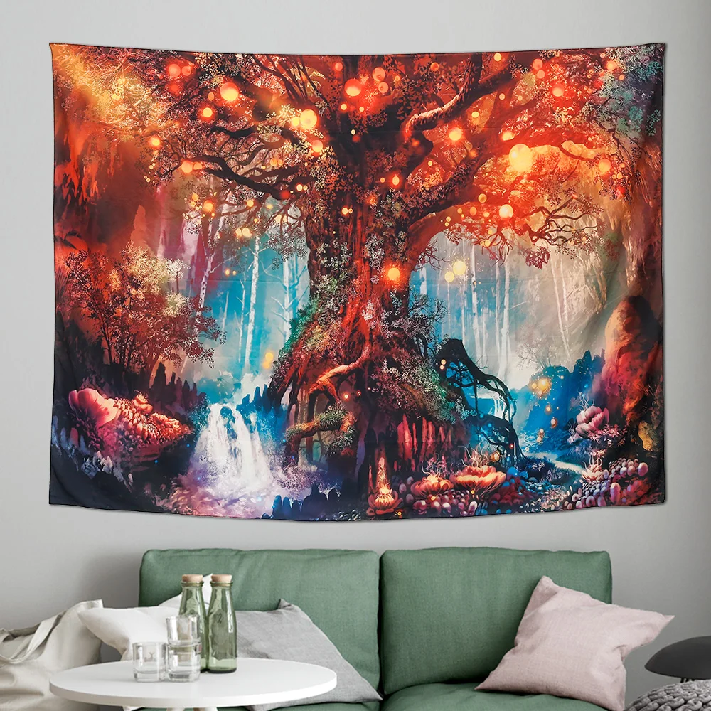 

Printed Large Wall Tapestry Sofa Leisure Carpet Forest with Bird Wall Hanging Tapestry For Home Living Room Decor Art Decoration