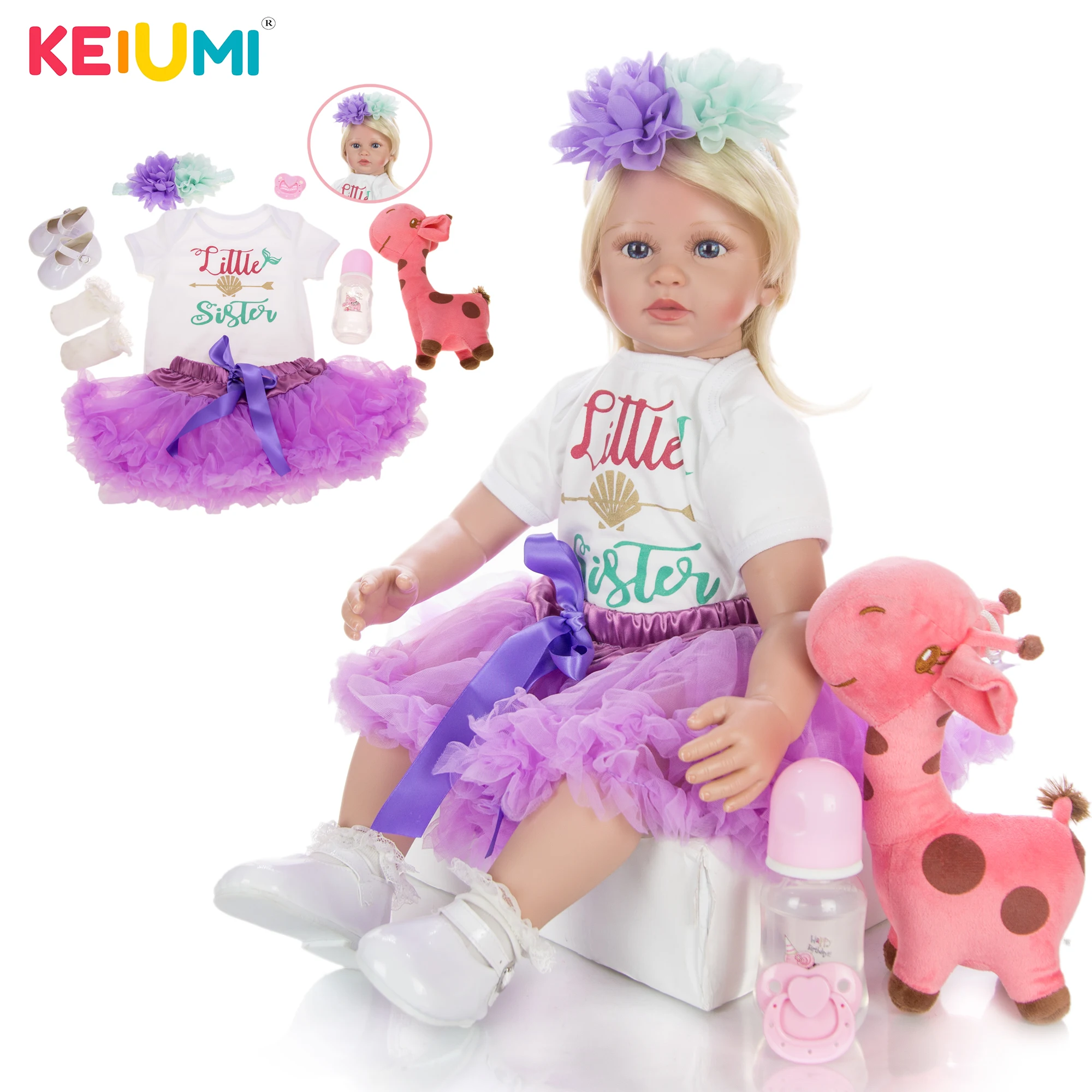 KEIUMI Beauty фиолетовые куклы для новорожденных игрушка 24 &quot хит продаж силиконовая