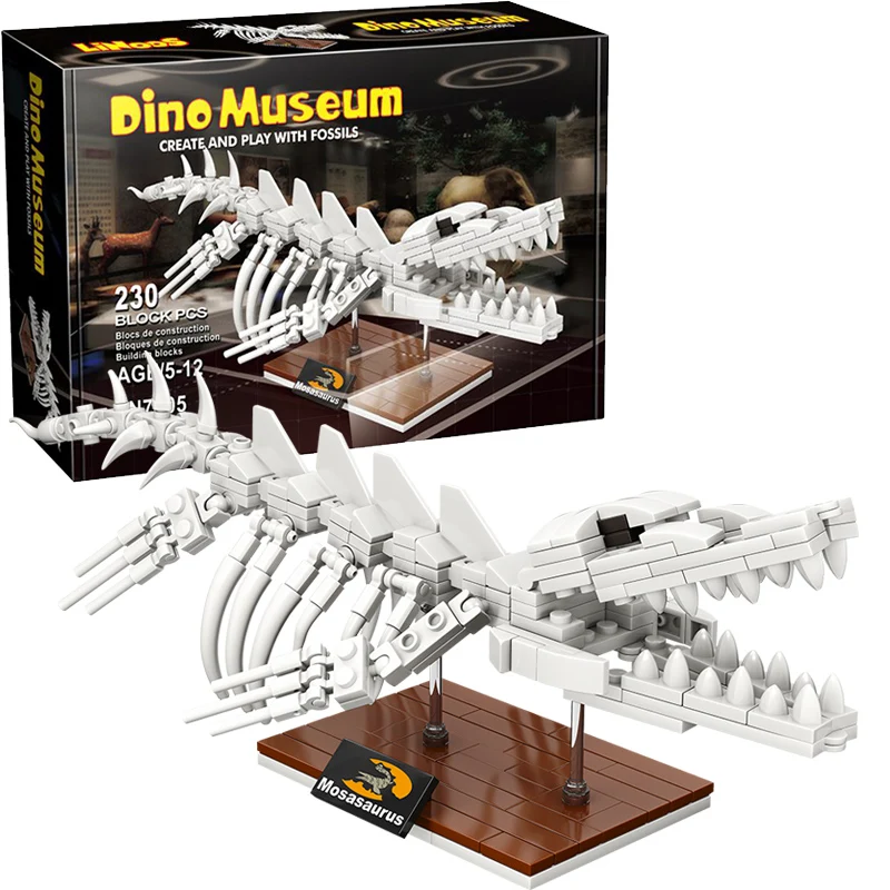 3D Dinosaurs Fossils Skeleton Lepining Building Blocks Bricks Dino Museum Educational Diy Toys For Children Gifts images - 6