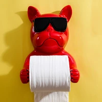 home storage french bulldog toilet paper holder bathroom toilet wall mounted tissue box holder roll paper tube storage