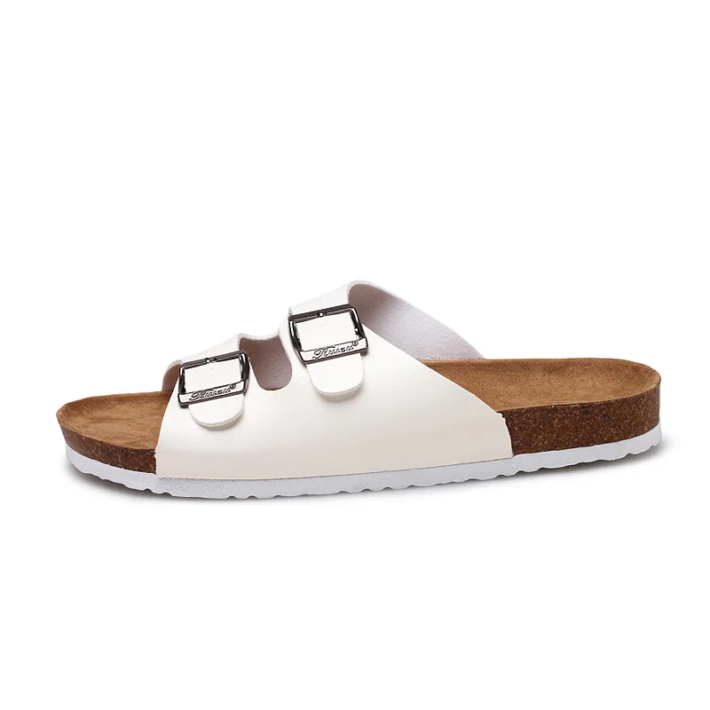 

Mazefeng 2020 New Men's Leather Mule Clogs Slippers High Quality Soft Cork Two Buckle Slides Footwear for Men Women Unisex 35-46