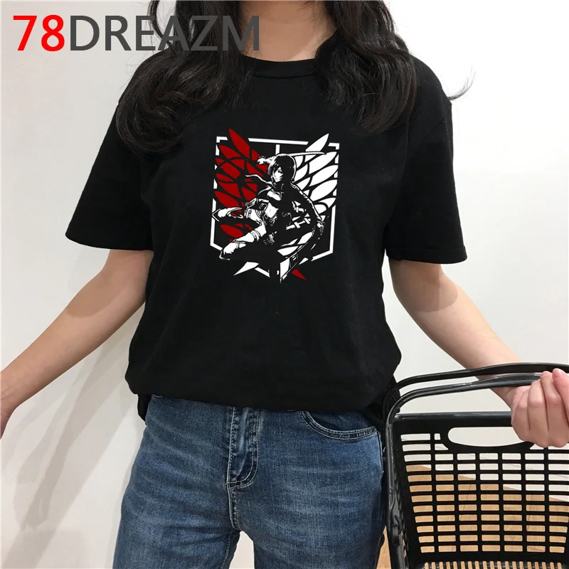 

Hot Japanese Anime Attack on Titan T Shirt Women Summer Top Harajuku T-shirt Funny Cartoon Graphic Tees Aesthetic Tshirt Female
