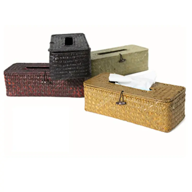 

Прямоугольный ротанговый контейнер для салфеток, длинный Чехол, тканый бумажный контейнер для салфеток, домашний автомобильный держатель, ...