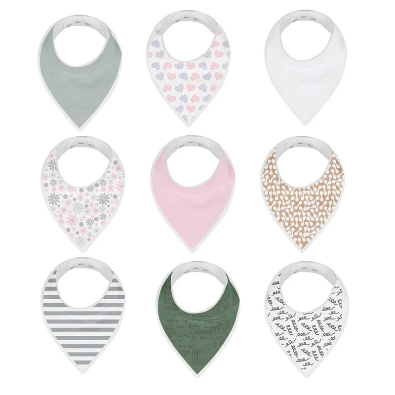 

Comfortable Colorful Organic Cotton Boys Girls Newborn Adjustable Snaps Saliva Baby Bibs