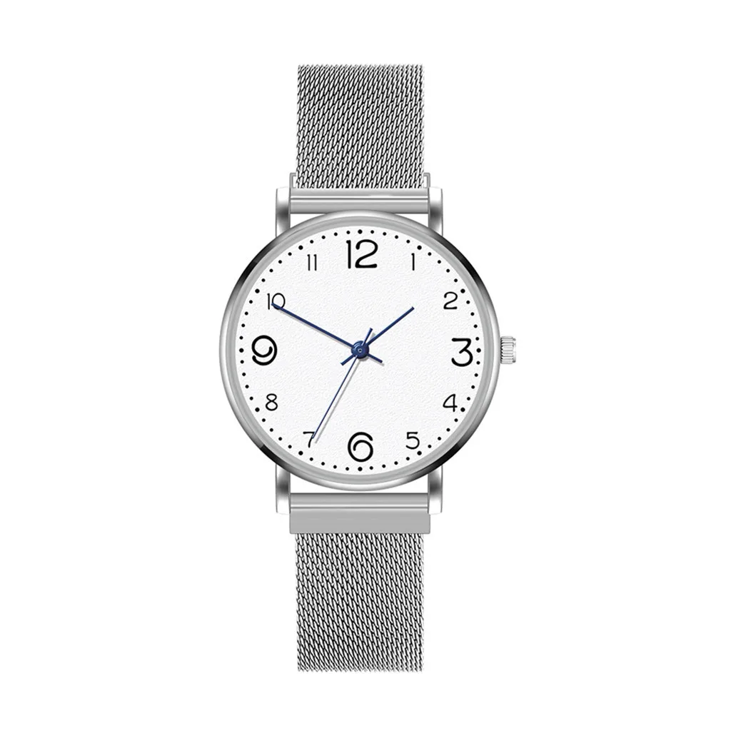 

Fashion Women's Magnet Buckle Mesh Belt Watches Quartz Analog Round Wrist Watch relojes para mujer