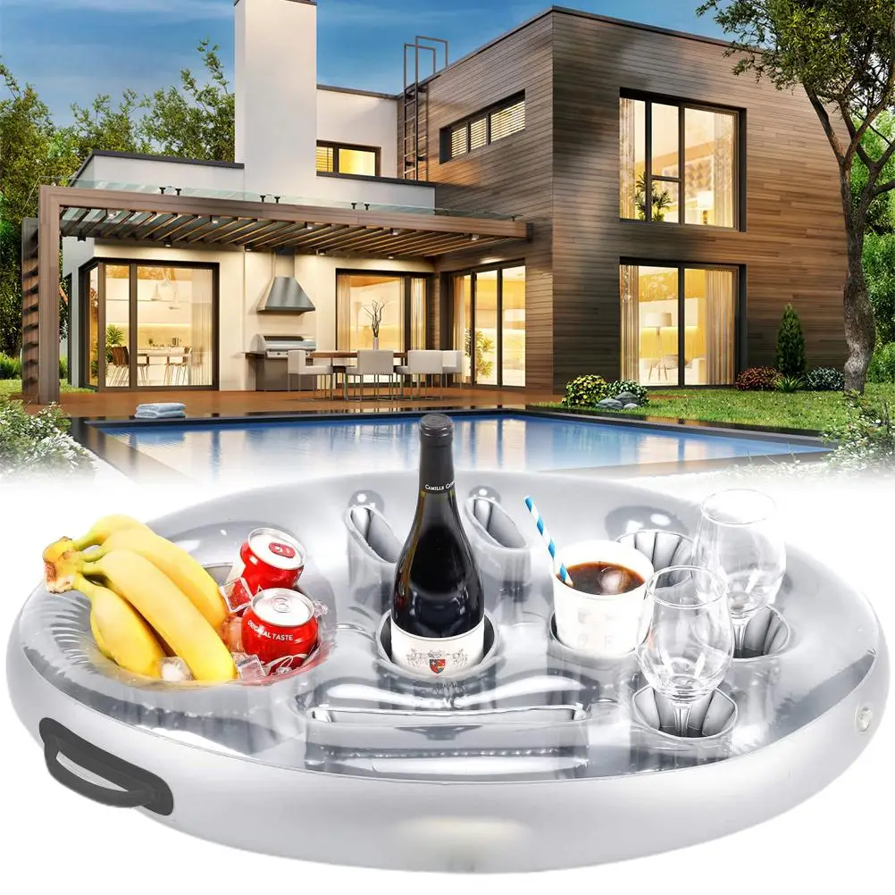 

Summer Party Bucket Cup Holder Inflatable Pool Float Beer Drink Cooler Table Bar Tray Portable Beach Swimming Ring Accessories