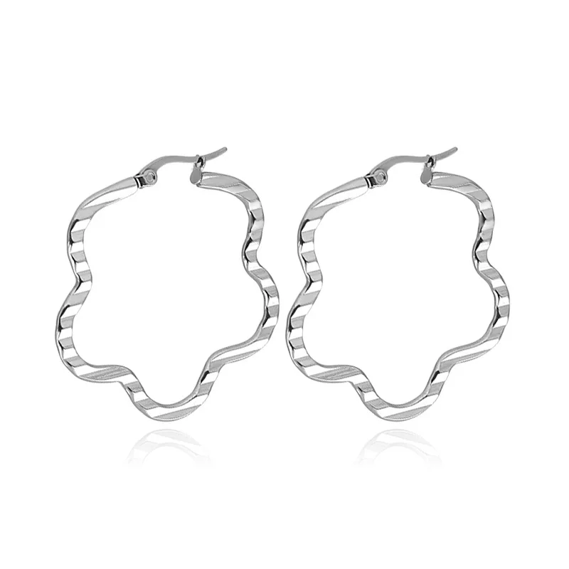 

AsJerlya Hot Sale Big Circle 316L Stainless Steel Woman Hoop Earrings Set For Women Nickel Free Hoops Party Brincos Aros 1 Pair