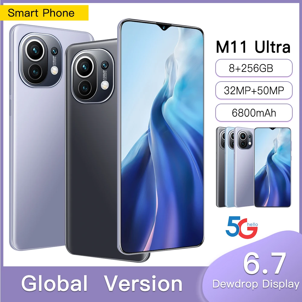 

M11 Ultra New Upload Cellphone Qualcomm888 Android 11.0 Smartphone Global Version 5G Mobile Phones 16+512GB Face ID Smart Phone