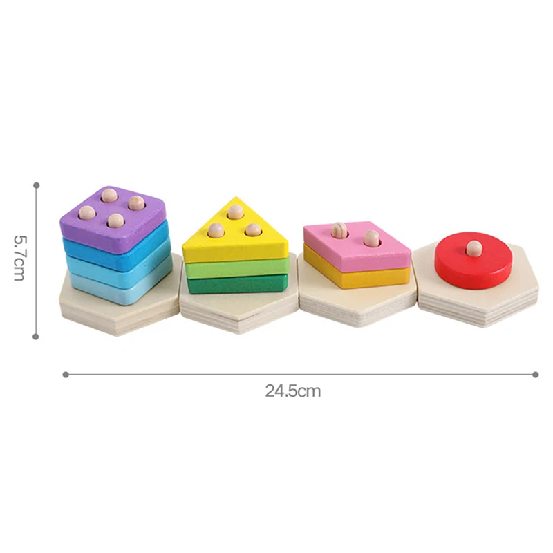 

Baby Toys Educational Colorful Wooden Geometric Sorting Board Montessori Kids Educational Toys Stack Building Puzzle Child Gift