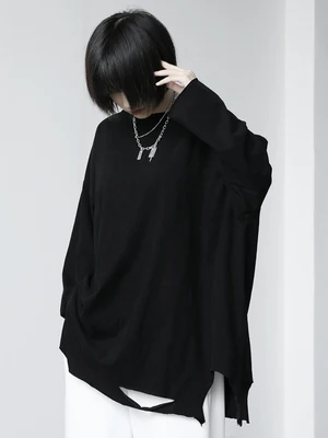 

Осенний оригинальный необычный дизайн, свободная футболка с дырками, повседневный Топ