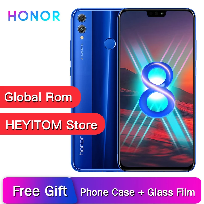 Honor 8X global rom смартфон 6,5 ''полный экран OTA обновление Android 8,1 Восьмиядерный отпечаток пальца