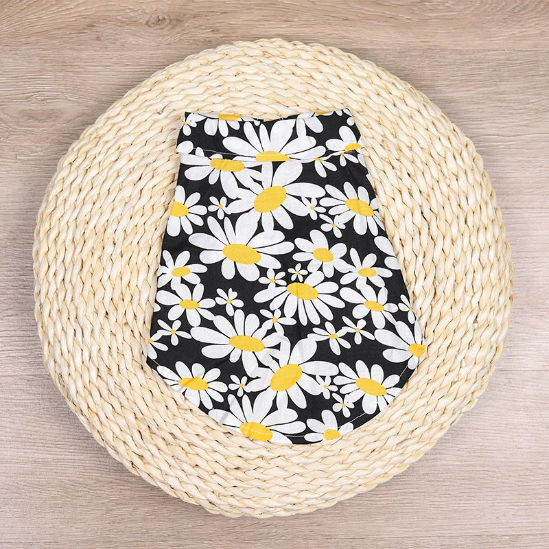 

Cotton Chrysanthemum Printing Dog Shirt 1PC Button Design Cute Fashion Pet Dog T-shirt Spring Summer Cool Thin Dog Shirt