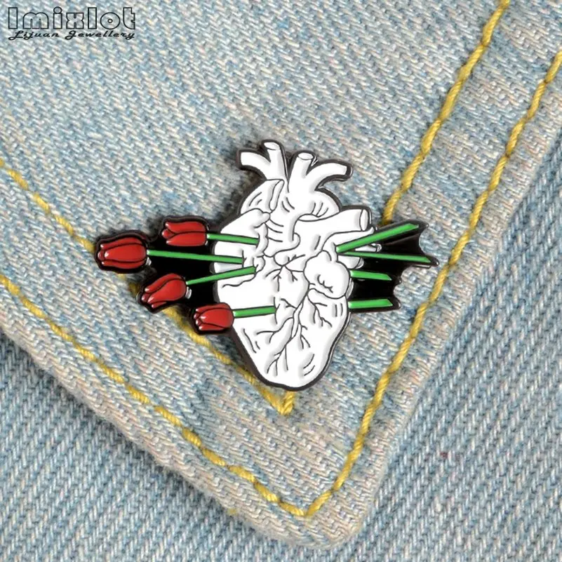 8style Anatomical Heart Enamel Pin Medical Anatomy Brooches Collar Pins for Doctor Nurse Lapel Denim Bags Badge Gifts | Украшения и