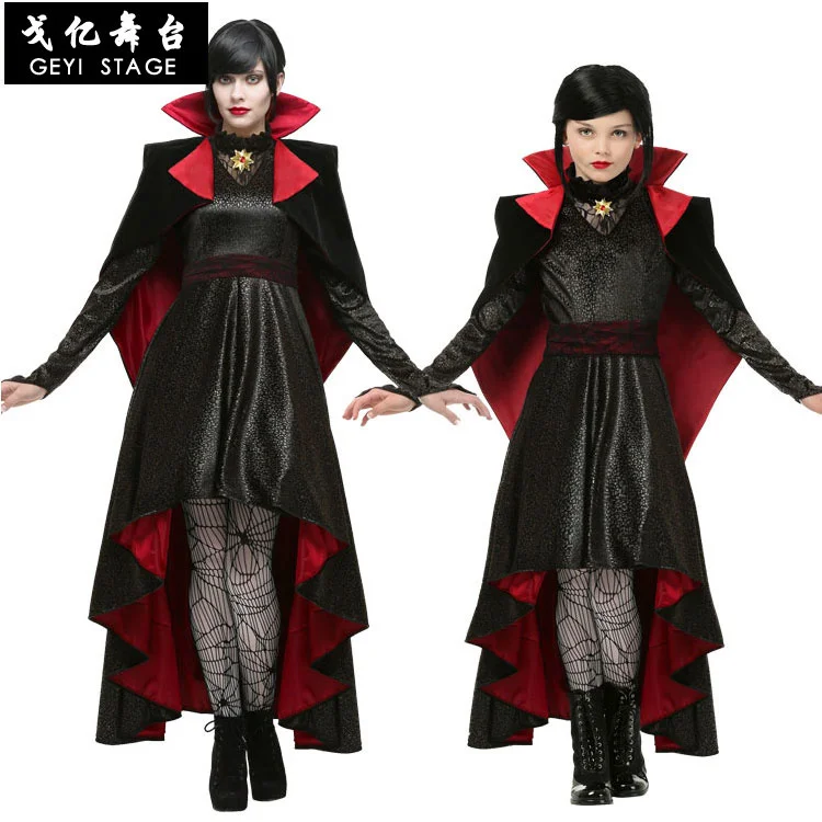 Deluxe Gothic Vampiress Cosplay Women Girls Vampire Costume Kids Adult Collection Halloween Christmas Purim Party Fancy Dress