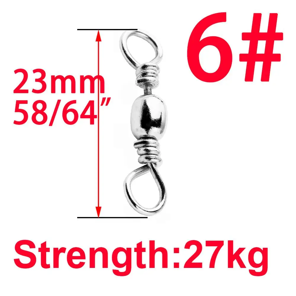 size6 50pcs 50 шт. рыболовный соединитель из нержавеющей стали с защелкой, роликовый морской шар, Поворотный Баррель, морские крючки, приманка для ловли карпа, летающая лодка, рыболовные снасти, коробка, инструменты - Цвет: size6 50pcs
